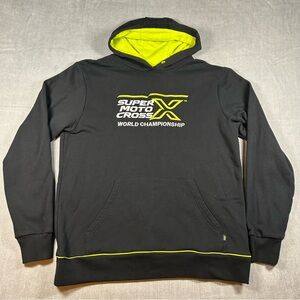 Super Moto Cross Black and Yellow Hoodie Large